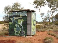 Even the walls of the dunny are decorated